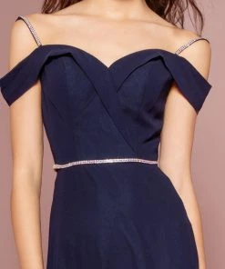 Long Cold Shoulder Dress With Side Slit By Elizabeth K GL2665