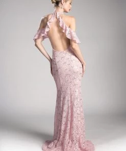 Prom Long Cold Shoulder Lace Dress By Cinderella Divine C0701