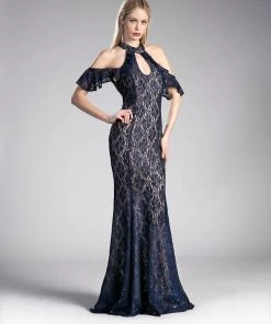 Prom Long Cold Shoulder Lace Dress By Cinderella Divine C0701