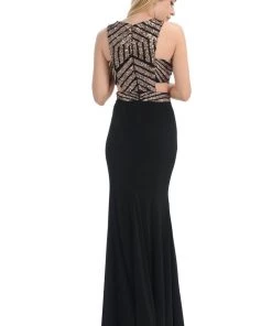 Long Cutout Dress With Sequined Top By Lenovia 5146 Prom 25 Long Cutout Dress With Sequined Top By Lenovia 5146 Prom