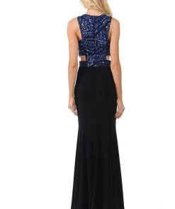 Long Cutout Dress With Sequined Top By Lenovia 5146 Prom 17 Long Cutout Dress With Sequined Top By Lenovia 5146 Prom