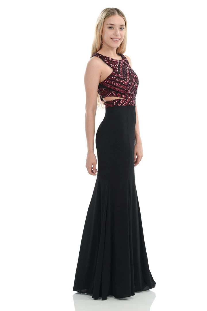 Long Cutout Dress With Sequined Top By Lenovia 5146 Prom 9 Long Cutout Dress With Sequined Top By Lenovia 5146 Prom