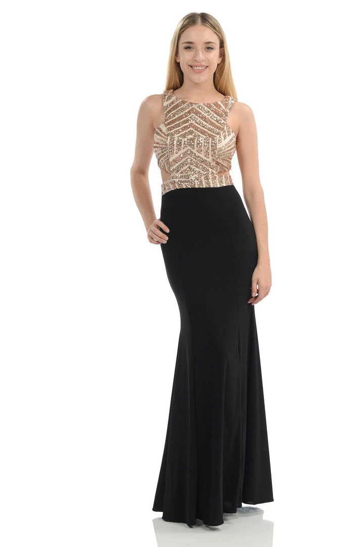 Long Cutout Dress With Sequined Top By Lenovia 5146 Prom 7 Long Cutout Dress With Sequined Top By Lenovia 5146 Prom