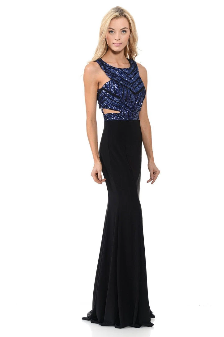 Long Cutout Dress With Sequined Top By Lenovia 5146 Prom 3 Long Cutout Dress With Sequined Top By Lenovia 5146 Prom