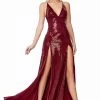 Long Double Slit Sequin Dress By Cinderella Divine CD915
