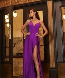 Prom Long Double Strap V-Neck Dress By Cinderella Divine CS034