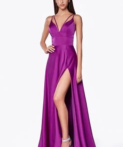 Prom Long Double Strap V-Neck Dress By Cinderella Divine CS034