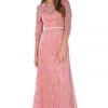 Long Dusty Rose Lace Dress With Bolero Jacket By Poly USA