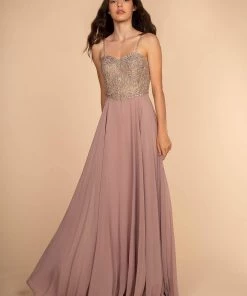 Long Embellished Sweetheart Chiffon Dress By Elizabeth K GL1571 Prom