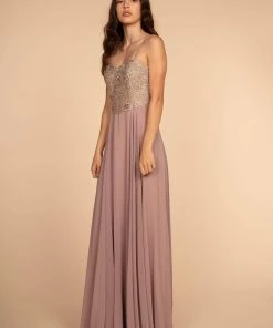 Long Embellished Sweetheart Chiffon Dress By Elizabeth K GL1571 Prom