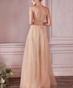 Long Embellished Tulle Dress By Cinderella Divine CD0196