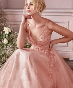 Long Embellished Tulle Dress By Cinderella Divine CD0196