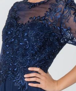 Long Embroidered Dress With Mid-Sleeves By Elizabeth K GL2812