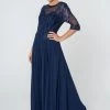 Long Embroidered Dress With Mid-Sleeves By Elizabeth K GL2812