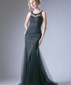 Lace Applique Mermaid Tulle Gown By Cinderella Divine 8936