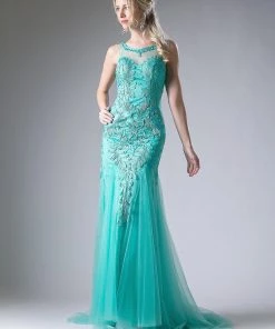 Lace Applique Mermaid Tulle Gown By Cinderella Divine 8936