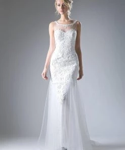 Lace Applique Mermaid Tulle Gown By Cinderella Divine 8936