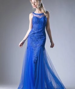 Lace Applique Mermaid Tulle Gown By Cinderella Divine 8936