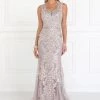 Long Embroidered Mauve Dress By Elizabeth K GL1530