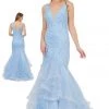 Prom Long Embroidered V-Neck Mermaid Dress By Poly USA 8320