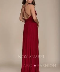 Long Empire Waist Dress With Appliqued Top By Nox Anabel A070 Prom 12 Long Empire Waist Dress With Appliqued Top By Nox Anabel A070 Prom