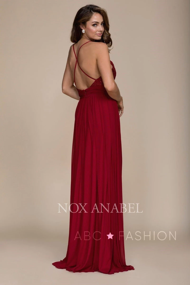 Long Empire Waist Dress With Appliqued Top By Nox Anabel A070 Prom 6 Long Empire Waist Dress With Appliqued Top By Nox Anabel A070 Prom