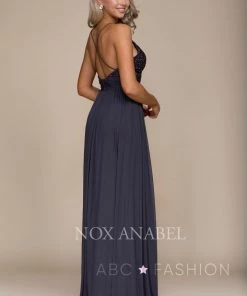 Long Empire Waist Dress With Appliqued Top By Nox Anabel A070 Prom 14 Long Empire Waist Dress With Appliqued Top By Nox Anabel A070 Prom