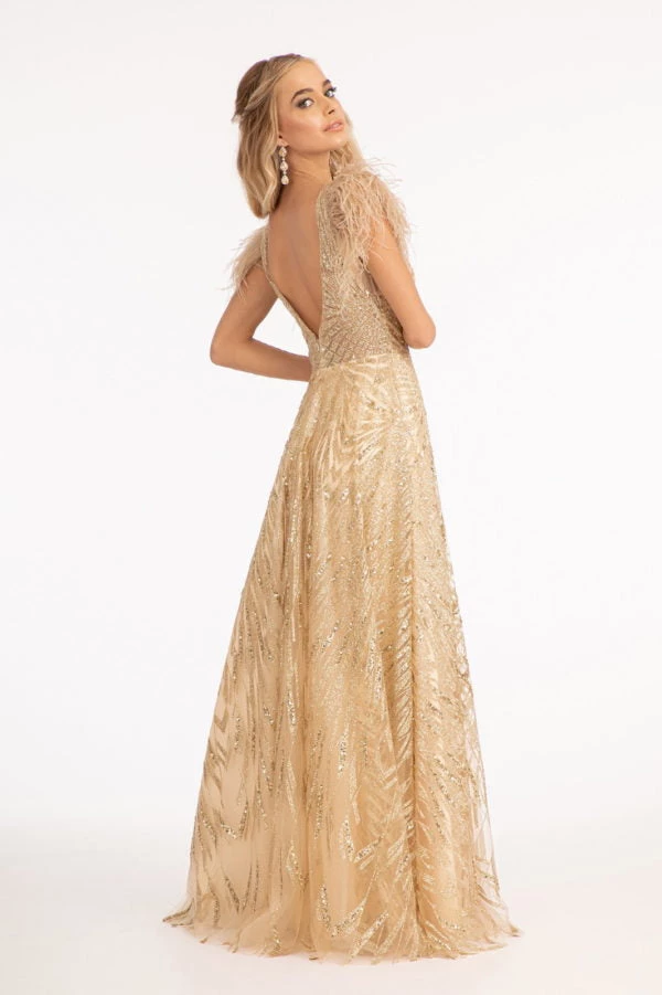 Long Feather Glitter Dress By Elizabeth K GL3046 8 Long Feather Glitter Dress By Elizabeth K GL3046
