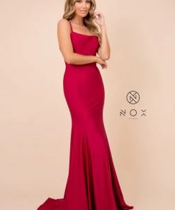 Prom Long Fitted Dress With Corset Open Back By Nox Anabel C301