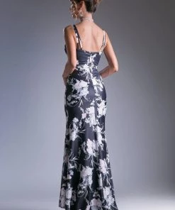 Long Fitted Floral Print Dress By Cinderella Divine CF156 Prom