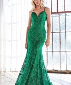 Long Fitted Glitter Dress By Cinderella Divine CB049