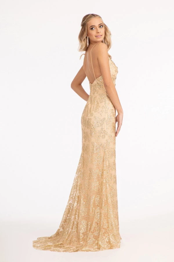 Long Fitted Glitter Print Dress By Elizabeth K GL3004 Prom 12 Long Fitted Glitter Print Dress By Elizabeth K GL3004 Prom
