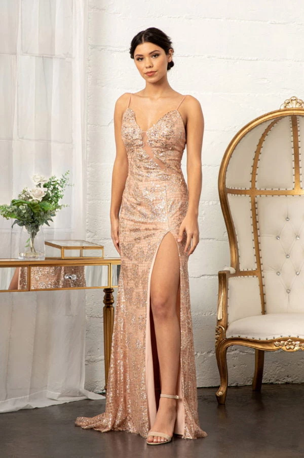 Long Fitted Glitter Print Dress By Elizabeth K GL3004 Prom 5 Long Fitted Glitter Print Dress By Elizabeth K GL3004 Prom