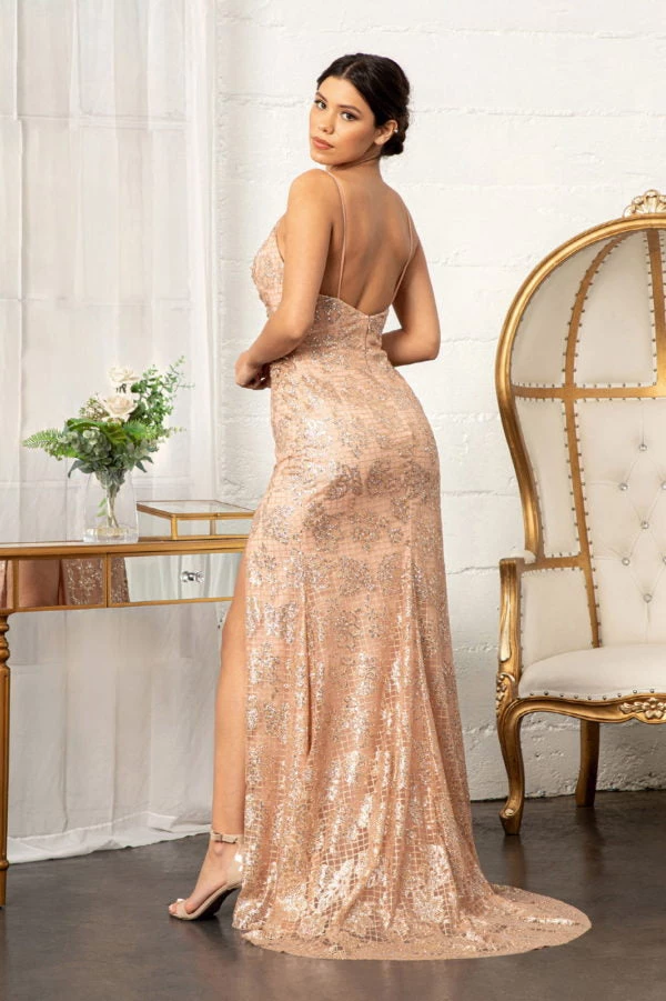 Long Fitted Glitter Print Dress By Elizabeth K GL3004 Prom 6 Long Fitted Glitter Print Dress By Elizabeth K GL3004 Prom