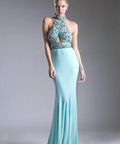 Long Fitted Halter Dress By Cinderella Divine CR770