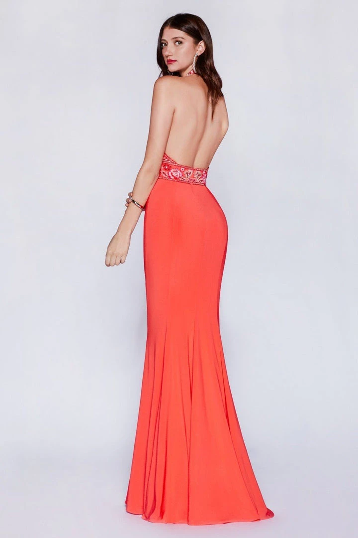 Long Fitted Halter Dress By Cinderella Divine CR770 5 Long Fitted Halter Dress By Cinderella Divine CR770