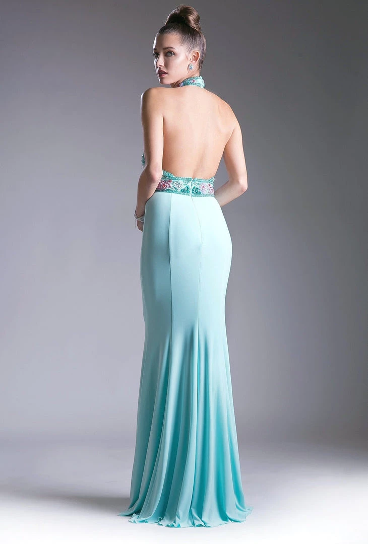 Long Fitted Halter Dress By Cinderella Divine CR770 4 Long Fitted Halter Dress By Cinderella Divine CR770
