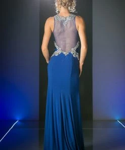 Long Fitted Illusion Dress By Cinderella Divine CK48