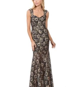 Prom Long Floral Embroidered Dress With Sheer Skirt By Lenovia 5165