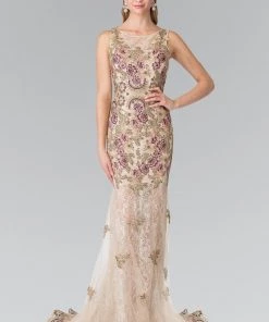 Long Floral Embroidered Lace Dress By Elizabeth K GL2269 Prom
