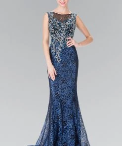 Long Floral Embroidered Sequined Dress By Elizabeth K GL2341