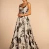 Long Floral Print V-Neck Dress With Pockets By Elizabeth K GL2657 Prom