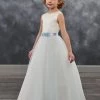 Mary's Bridal Angels Collection Flower Girl Dresses Girls Long Sleeveless Dress With Floral Sash By Mary's Bridal MB9023 2 Mary's Bridal Angels Collection Flower Girl Dresses Girls Long Sleeveless Dress With Floral Sash By Mary's Bridal MB9023