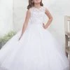 Mary's Bridal Angels Collection Girls Long Tulle Dress With Lace Appliques By Mary's Bridal MB9010 Flower Girl Dresses