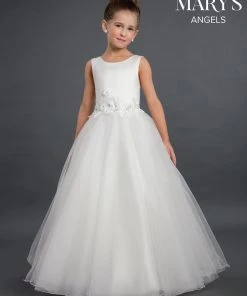 Mary's Bridal Angels Collection Girls Long 3D Floral Applique Dress By Mary's Bridal MB9022 Flower Girl Dresses 11 Mary's Bridal Angels Collection Girls Long 3D Floral Applique Dress By Mary's Bridal MB9022 Flower Girl Dresses