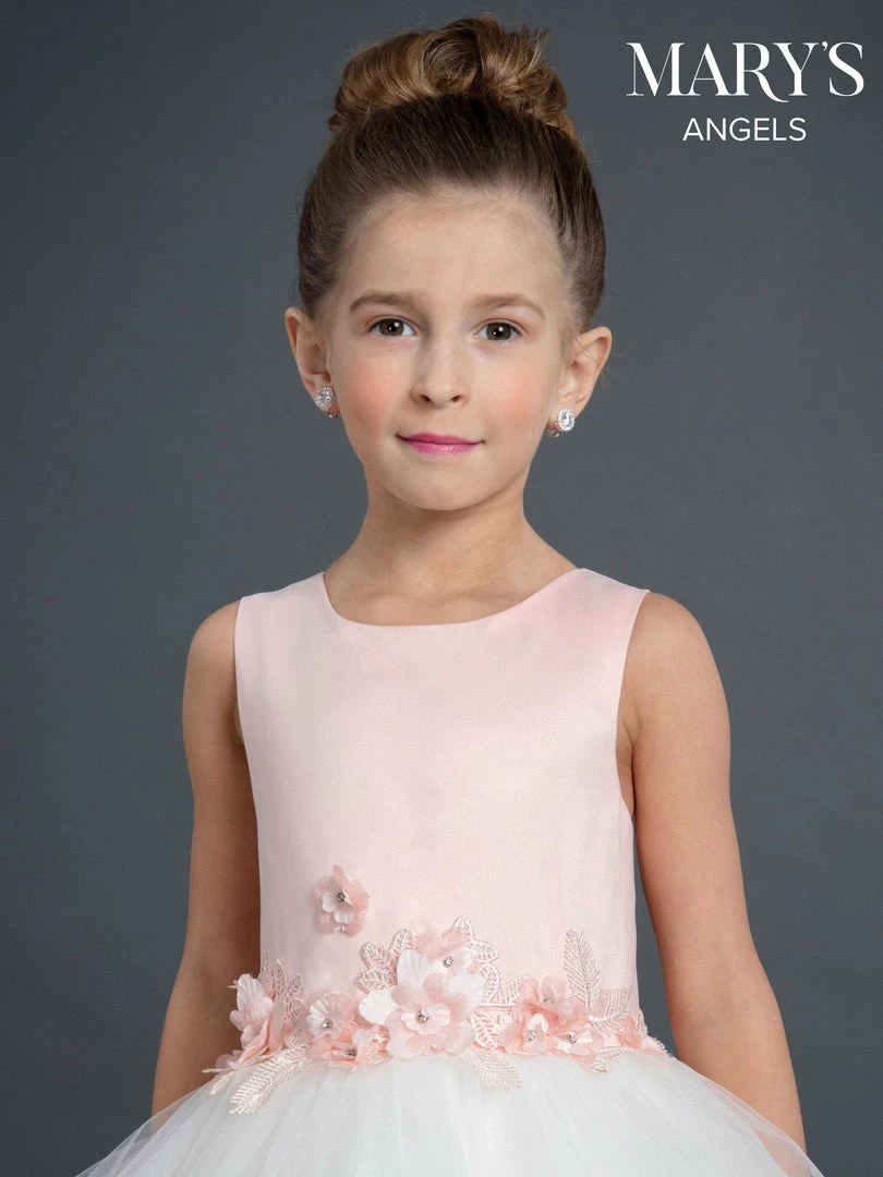 Mary's Bridal Angels Collection Girls Long 3D Floral Applique Dress By Mary's Bridal MB9022 Flower Girl Dresses 5 Mary's Bridal Angels Collection Girls Long 3D Floral Applique Dress By Mary's Bridal MB9022 Flower Girl Dresses