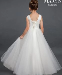 Mary's Bridal Angels Collection Girls Long 3D Floral Applique Dress By Mary's Bridal MB9022 Flower Girl Dresses 8 Mary's Bridal Angels Collection Girls Long 3D Floral Applique Dress By Mary's Bridal MB9022 Flower Girl Dresses