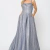 Long Foiled Glitter Dress With Strappy Back By Poly USA 8716 1 Long Foiled Glitter Dress With Strappy Back By Poly USA 8716