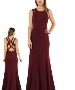 Long Formal Dress With Back Cut Outs By Poly USA 8232