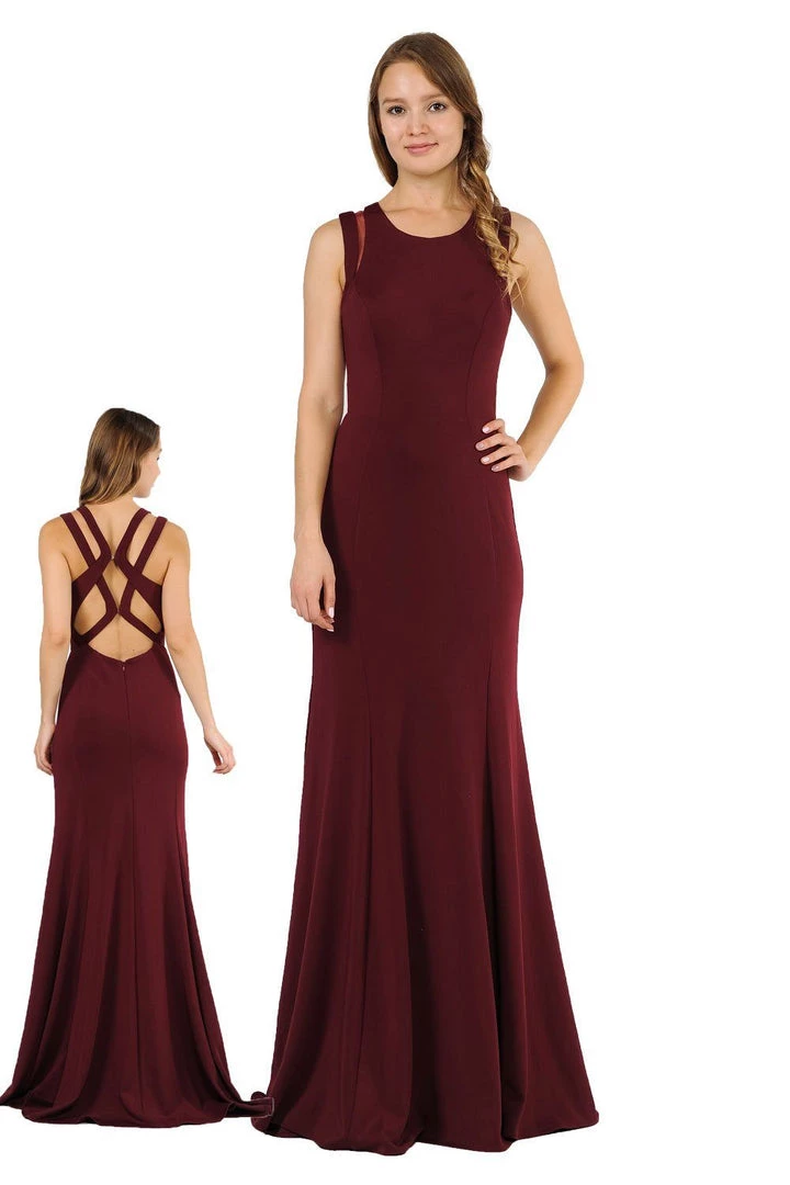 Long Formal Dress With Back Cut Outs By Poly USA 8232 3 Long Formal Dress With Back Cut Outs By Poly USA 8232
